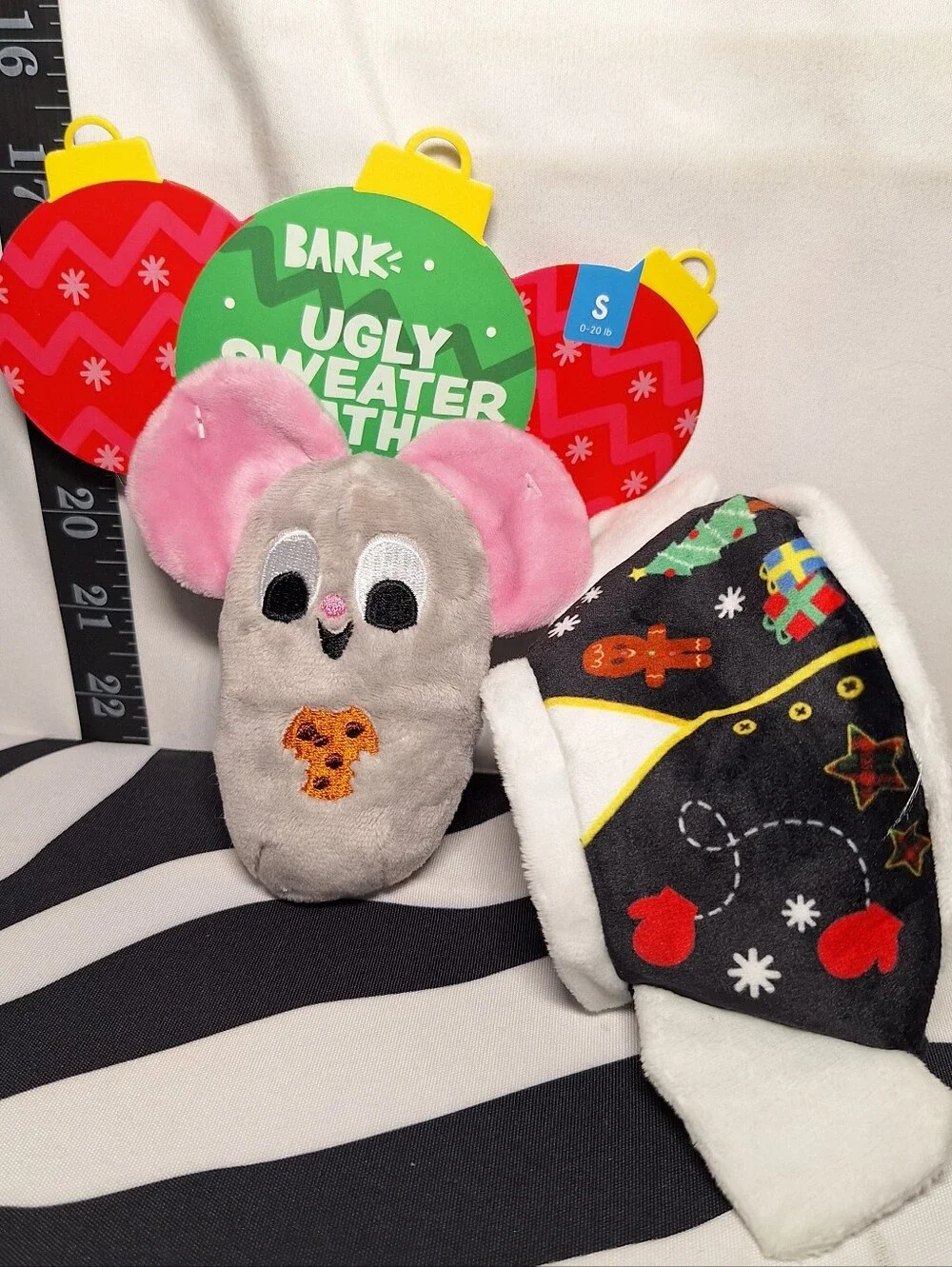 NWT Bark Ugly Sweater Heather Dog Toy S